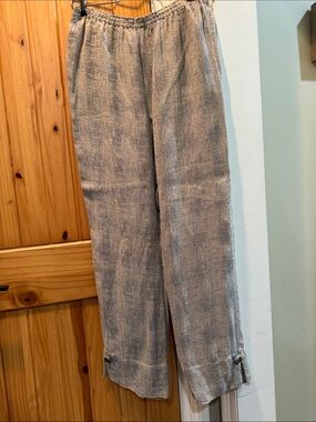 Soft Surroundings Women's textured and lined Wide-Leg pull on Pants in taupe